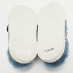 Louis Vuitton Blue Fur and Suede Easy Mules Size 41