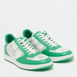 Louis Vuitton Green/White Canvas and  Leather Rivoli Low Top Sneakers Size 41