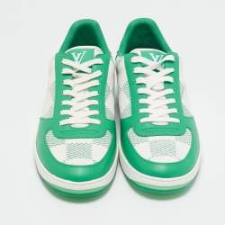 Louis Vuitton Green/White Canvas and  Leather Rivoli Low Top Sneakers Size 41