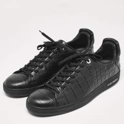 Louis Vuitton Black Crocodile Leather Frontrow Lace Up Sneakers Size 44