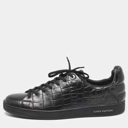 Louis Vuitton Black Crocodile Leather Frontrow Lace Up Sneakers Size 44