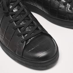 Louis Vuitton Black Crocodile Leather Frontrow Lace Up Sneakers Size 44