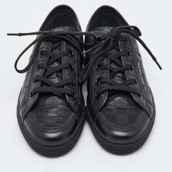 Pre Owned Louis Vuitton Black Damier Infini Leather Low Top Sneakers Size 40.5