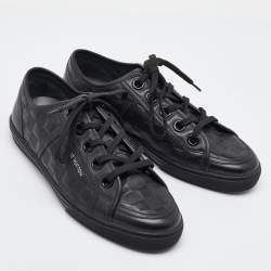Pre Owned Louis Vuitton Black Damier Infini Leather Low Top Sneakers Size 40.5
