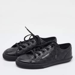 Pre Owned Louis Vuitton Black Damier Infini Leather Low Top Sneakers Size 40.5