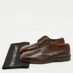 Louis Vuitton Dark Brown Leather Square Toe Lace Up Derby Size 40.5