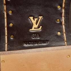 Louis Vuitton Dark Brown Leather Square Toe Lace Up Derby Size 40.5