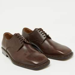 Louis Vuitton Dark Brown Leather Square Toe Lace Up Derby Size 40.5