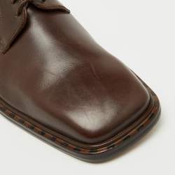 Louis Vuitton Dark Brown Leather Square Toe Lace Up Derby Size 40.5