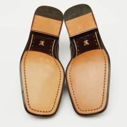 Louis Vuitton Dark Brown Leather Square Toe Lace Up Derby Size 40.5