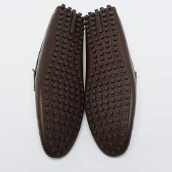 مملوكة مسبقًا Louis Vuitton Dark Brown Leather Hockenheim Loafers Size 44