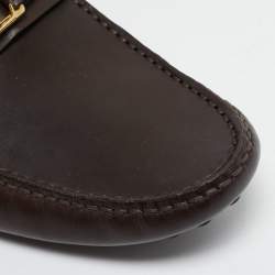 مملوكة مسبقًا Louis Vuitton Dark Brown Leather Hockenheim Loafers Size 44