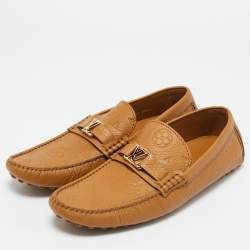 Louis Vuitton Beige Maxi Monogram Perforated Leather Hockenheim Loafers Size 43