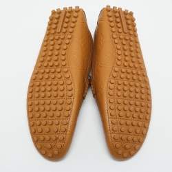 Louis Vuitton Beige Maxi Monogram Perforated Leather Hockenheim Loafers Size 43
