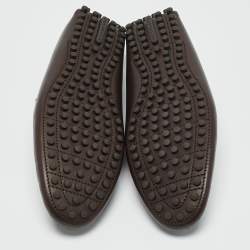 Louis Vuitton Dark Brown Leather Hockenheim Loafers Size 43