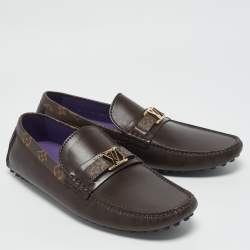 Louis Vuitton Dark Brown Leather Hockenheim Loafers Size 43