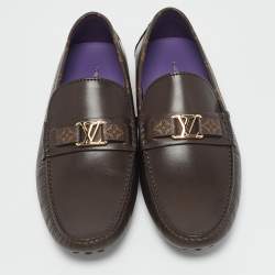 Louis Vuitton Dark Brown Leather Hockenheim Loafers Size 43