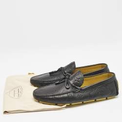 Louis Vuitton Black Monogram Embossed Leather Driver Loafers  Size 43.5