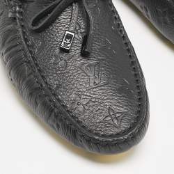 Louis Vuitton Black Monogram Embossed Leather Driver Loafers  Size 43.5