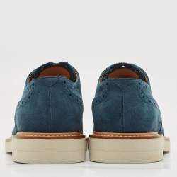 Louis Vuitton Blue Brogue Suede Beaumarchais Derby Size 42