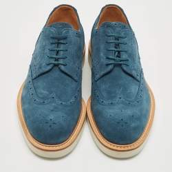 Louis Vuitton Blue Brogue Suede Beaumarchais Derby Size 42