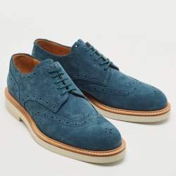 Louis Vuitton Blue Brogue Suede Beaumarchais Derby Size 42
