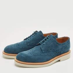 Louis Vuitton Blue Brogue Suede Beaumarchais Derby Size 42