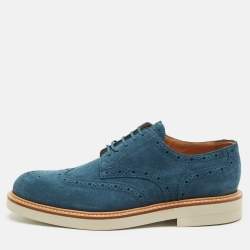 Louis Vuitton Blue Brogue Suede Beaumarchais Derby Size 42