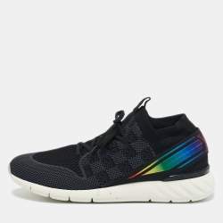 Louis Vuitton Black Knit Fabric Fastlane Lace Up Sneakers Size 44