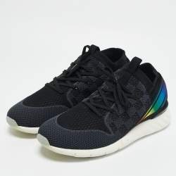 Louis Vuitton Black Knit Fabric Fastlane Lace Up Sneakers Size 44
