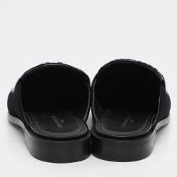 Louis Vuitton Black Leather and Velvet Major Open Back Loafers Size 42.5