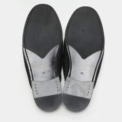 Louis Vuitton Black Leather and Velvet Major Open Back Loafers Size 42.5