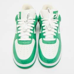 Louis Vuitton x Nike Green/White Monogram Canvas and Leather Air Force 1 Sneakers Size 42