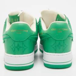 Louis Vuitton x Nike Green/White Monogram Canvas and Leather Air Force 1 Sneakers Size 42