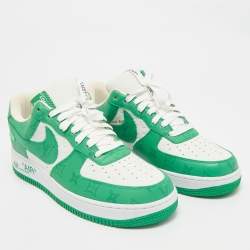 Louis Vuitton x Nike Green/White Monogram Canvas and Leather Air Force 1 Sneakers Size 42