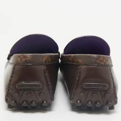 Louis Vuitton Dark Brown Leather Hockenheim Slip On Loafers Size 43.5