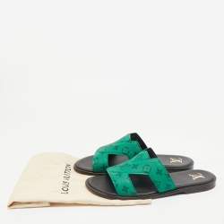 Louis Vuitton Green Leather LV Oasis Slide Sandals Size 43.5