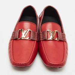 Louis Vuitton Red Leather Monte Carlo Loafers Size 43