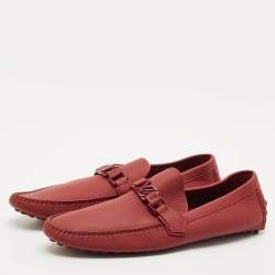 Louis Vuitton Burgundy Leather Hockenheim Slip On Loafers Size 43.5
