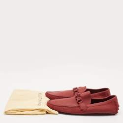 Louis Vuitton Burgundy Leather Hockenheim Slip On Loafers Size 43.5