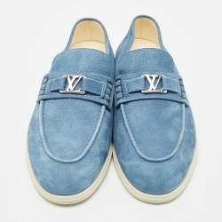 Louis Vuitton Blue Nubuck Leather Estate Loafers Size 43