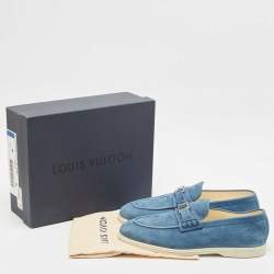 Louis Vuitton Blue Nubuck Leather Estate Loafers Size 43