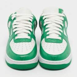 Pre Owned Louis Vuitton x Nike Green/White Monogram Canvas and Leather Air Force 1 Sneakers Size 41