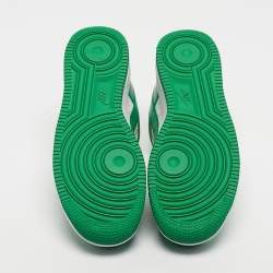 Pre Owned Louis Vuitton x Nike Green/White Monogram Canvas and Leather Air Force 1 Sneakers Size 41
