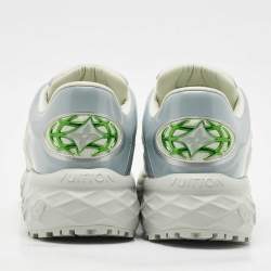 مملوكة مسبقًا حذاء رياضي لويس فيتون ديسكفري شبك وجلد صناعي فضي/أخضر مقاس 44