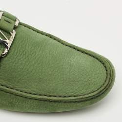 مملوكة مسبقًا حذاء لوفرز لوي فيتون هوكينهايم جلد نوباك أخضر مقاس 40.5