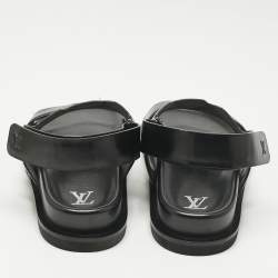 Pre Owned صندل سلايد بلون أسود جلد لوي فيتون أواسيس بحزام مقاس 40