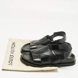 Pre Owned صندل سلايد بلون أسود جلد لوي فيتون أواسيس بحزام مقاس 40