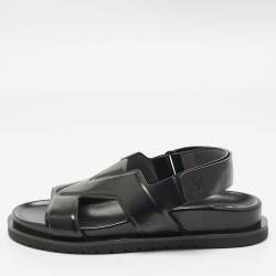 Pre Owned Louis Vuitton Black Leather LV Oasis Slingback Slide Sandals Size 40
