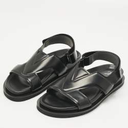 Pre Owned صندل سلايد بلون أسود جلد لوي فيتون أواسيس بحزام مقاس 40